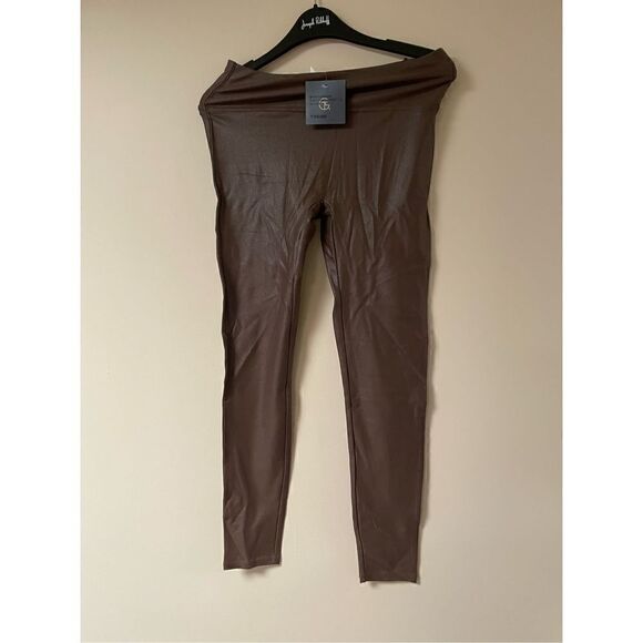 Tagoo Womens Medium Faux Leather Leggings Tummy Control High Waisted Pants New - Picture 1 of 6
